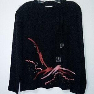 Variations Wool Blend Black, Pink Beaded Sweater